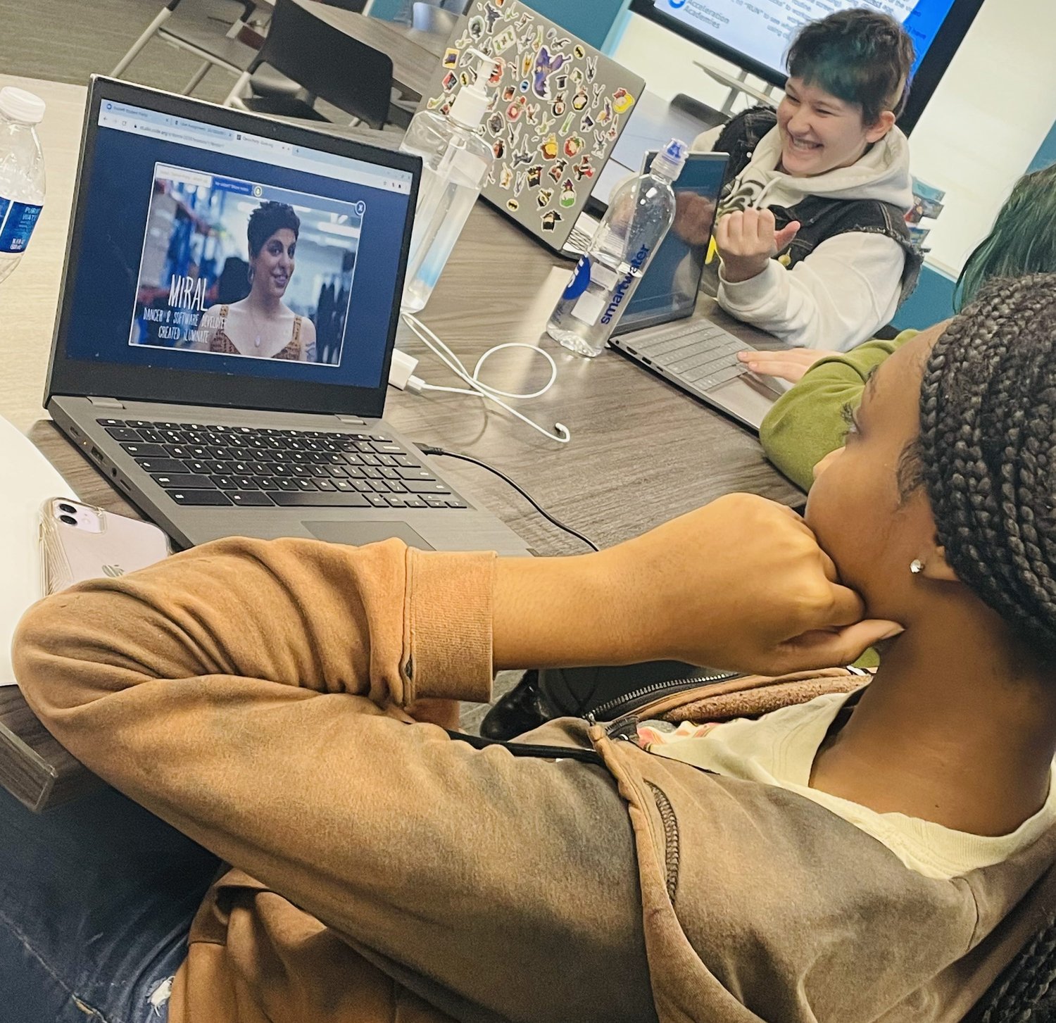 Student learning on a computer