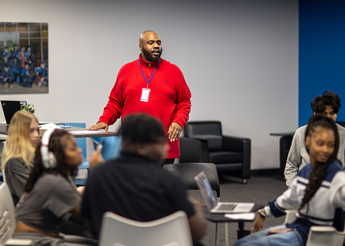 Students learn in a community room at Lowcountry Acceleration Academy.